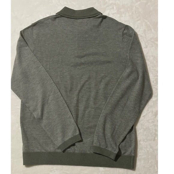 Tahari Men's Wool Blend Long Sleeve Knit Polo Shirt Sage Heather Medium Casual - Picture 3 of 10